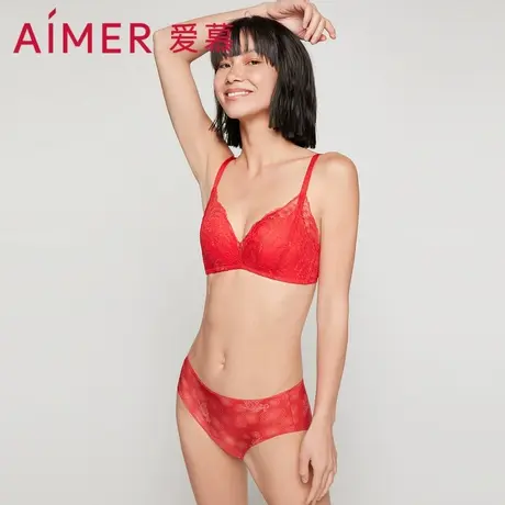 【涟涟有鱼好事将近】爱慕内裤女红色柔软中腰平角裤AM236942图片