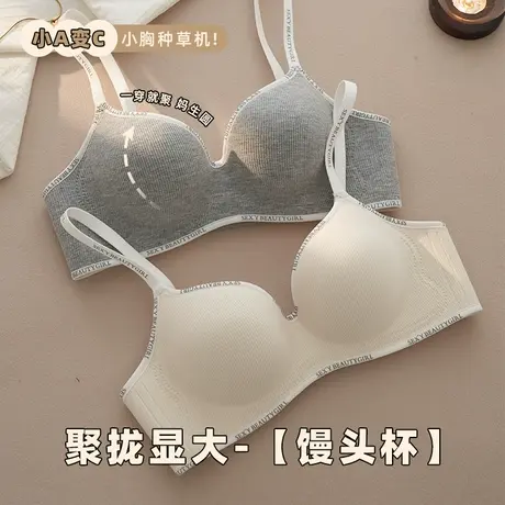 小胸平胸内衣女加厚聚拢显大无钢圈胸罩无痕舒适收副乳防下垂文胸商品大图