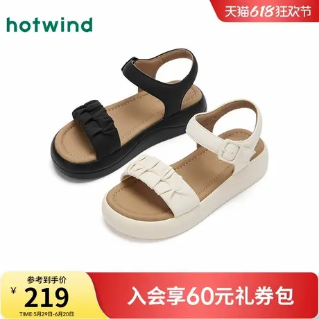 热风厚底休闲凉鞋女2025年夏季新款小个子增高女鞋魔术贴外穿鞋子图片