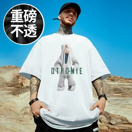 美式加肥加大码男装宽松夏季oversize潮牌上衣胖子T恤短袖半截袖商品大图