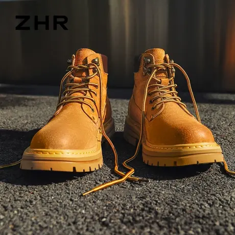 ZHR/则则马丁靴女2025新款秋冬英伦风复古工装靴厚底增高大黄靴子图片