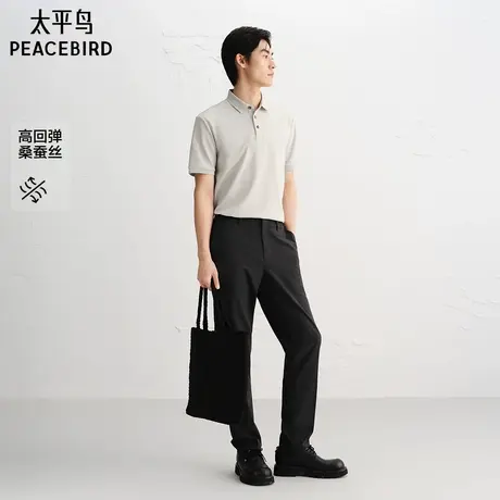【商场同款】太平鸟男装Polo衫25秋季新款暗纹提花短袖 B1COF3111图片