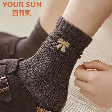 YOUR SUN/宜而爽宜而爽女款蝴蝶结堆堆袜透气耐磨商品大图