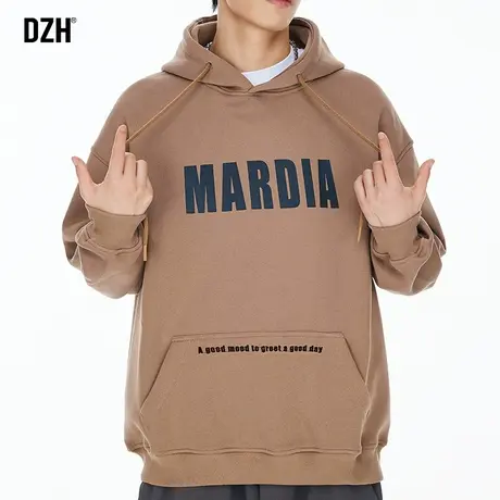 男士美式复古卫衣男连帽2023新款潮ins春秋潮牌宽松外套秋装上衣图片