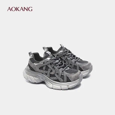 奥康 女鞋秋季新款水钻老爹鞋女厚底百搭休闲运动鞋门店发货图片