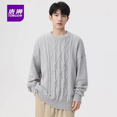 唐狮秋冬季新款男士英伦复古提花套头针织衫学生宽松毛线衣服潮AP图片
