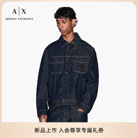 ARMANI EXCHANGE/阿玛尼男士短款复古休闲翻领工装牛仔夹克外套商品大图