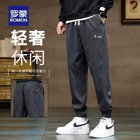 罗蒙休闲裤男束脚秋季潮牌宽松2025新款松紧腰百搭运动哈伦裤N1Z商品大图