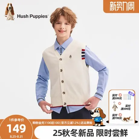 暇步士童装男童马甲25秋新品大童学院风线衣内搭儿童休闲开衫坎肩商品大图