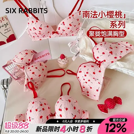 六只兔子小樱桃刺绣蕾丝内衣女小胸聚拢甜美少女收副乳防外扩文胸商品大图
