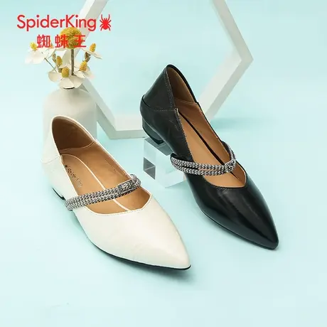 SPIDER KING/蜘蛛王女单鞋羊皮2025春商场新款浅口法式水钻带尖头图片