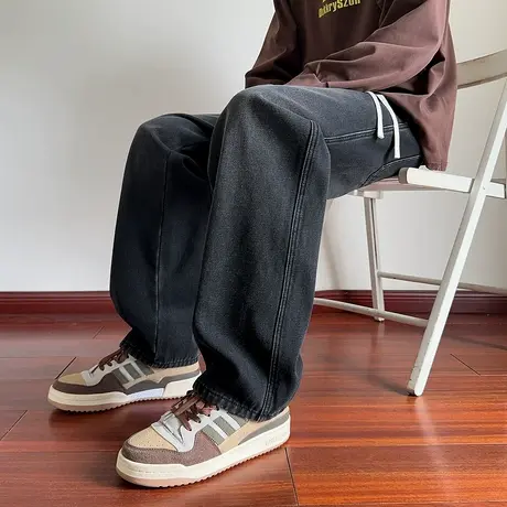 唐狮秋季新款牛仔长裤男款宽松松紧腰牛仔裤休闲风韩系穿搭潮TD商品大图