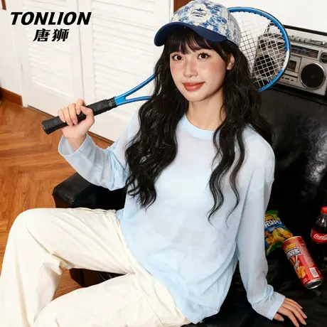 唐狮官方轻薄微透罩衫女2026新款春夏长袖t恤宽松透气纯欲上衣VC图片