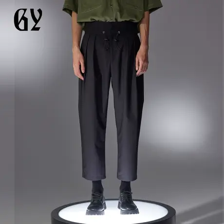 雅戈尔奥莱 GY男装青年休闲时尚黑色宽松抽拉绳男士休闲裤商品大图