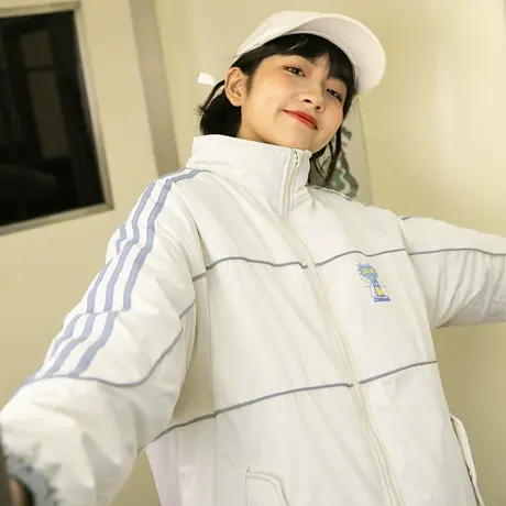 尔给冬季外套女加厚立领日系棉衣棉服2020新款oversize女潮小个子图片