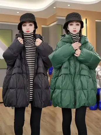 胖mm大码羽绒服女2023冬季新款中长款韩版宽松显瘦加厚白鸭绒外套图片