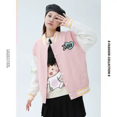 [商场同款]唐狮冬季外套女青春活力学生潮流时尚个性棒球领运动图片