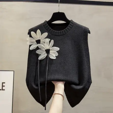 圆领短款针织马甲背心女2023秋冬新款宽松外穿马夹叠穿毛衣坎肩潮商品大图