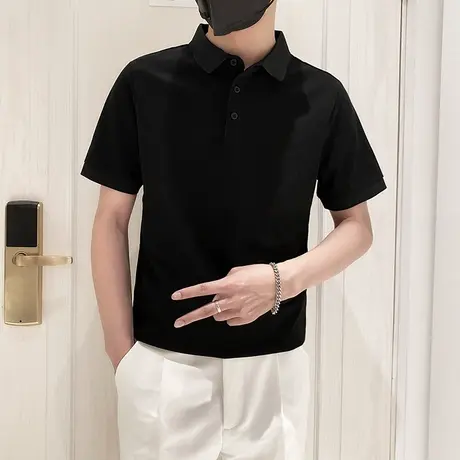 POLO衫男短袖纯色T恤半截袖2023新款百搭夏季休闲潮牌半袖t体恤商品大图