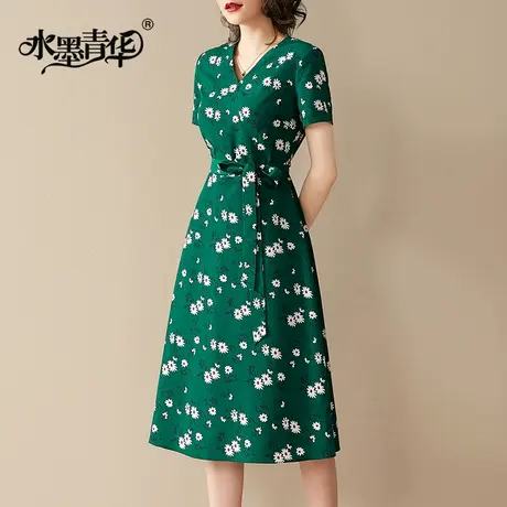 【1件7.9折】连身裙女装新款时尚舒适花色裙子短袖夏季连衣裙商品大图