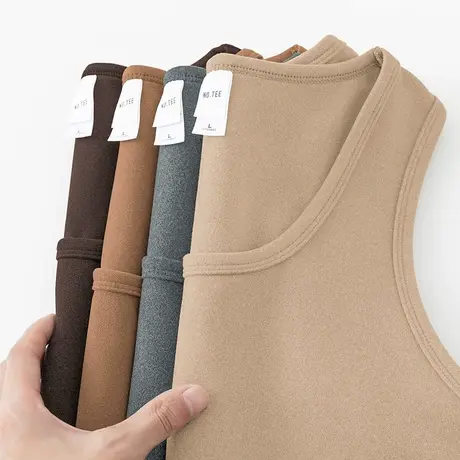 300g重磅背心男保暖双面绒健身跨栏运动坎肩无袖t恤德绒打底马甲商品大图