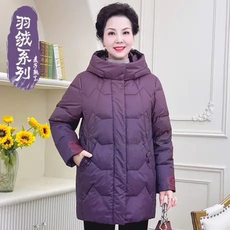 中老年人女妈妈装羽绒服保暖棉服2023冬季新款妈妈装90白鸭绒外套图片
