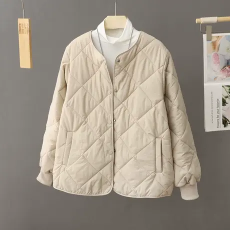 2024新款高级感夹棉衣菱格加厚外套女秋冬季好看派克棒球服棉袄潮图片