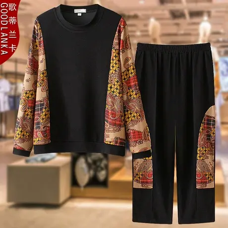 40-50岁中年妈妈秋装运动服套装大码宽松洋气圆领休闲卫衣两件套商品大图