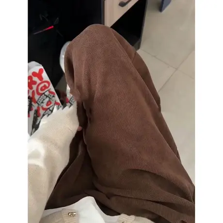 美式港风阔腿休闲裤女韩版洋气时髦秋冬加绒加厚高腰宽松拖地裤图片