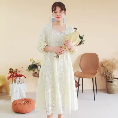 【买一送一】秋新品法式优雅蕾丝连衣裙大码设计感宽松长裙商品大图