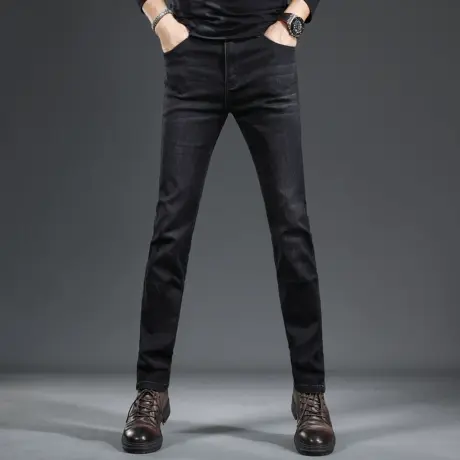 高端牛仔裤男2023新款修身直筒黑色百搭弹力男士裤子秋季潮流长裤商品大图