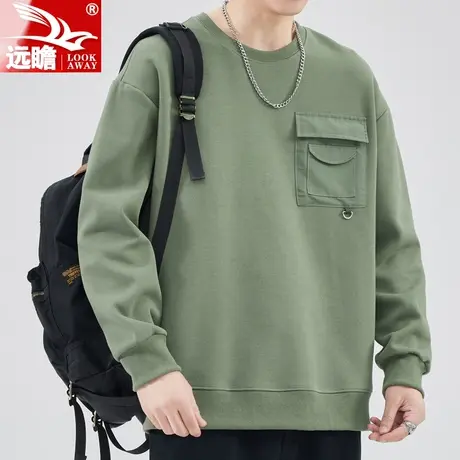 男士卫衣2023新款时尚潮流套头休闲上衣服春秋季简约长袖T恤男款商品大图