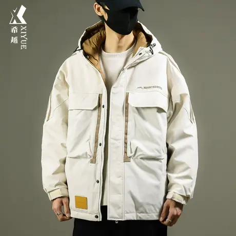 新国标90白鸭绒冲锋衣羽绒服冬季宽松加肥加大码7XL胖子男士外套商品大图