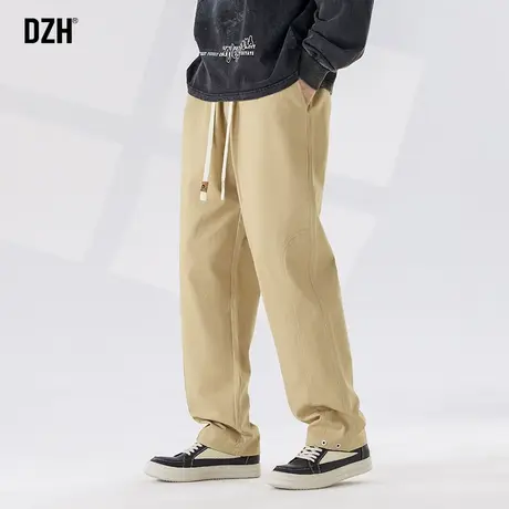 男士卡其色裤子男款美式高街直筒休闲裤宽松秋季2024新款长裤百搭商品大图