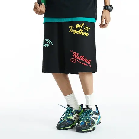 Nuthink美式篮球短裤男国潮宽松潮牌直筒卫裤大码男士五分裤夏季商品大图