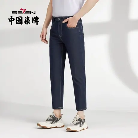 【竹纤维】柒牌清仓牛仔裤男款2022春夏商务休闲透气直筒九分长裤商品大图