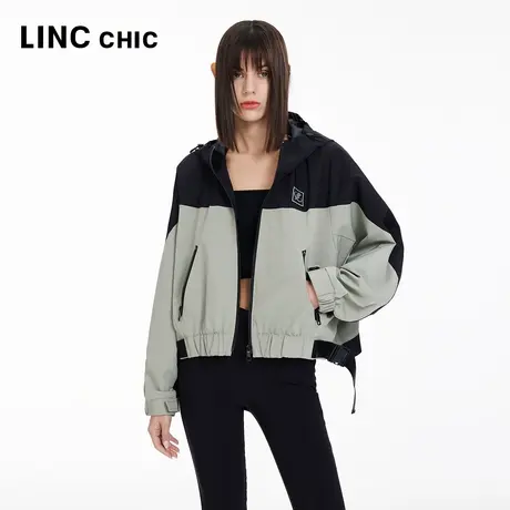 LINCCHIC金羽杰短款外套街头运动风短款夹克外套女户外穿搭JK167Y商品大图