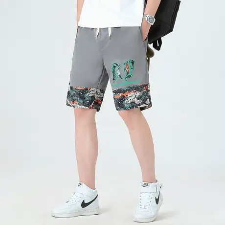 短裤男士篮球美式夏季薄款休闲运动潮牌拼接撞色大码直筒五分裤子商品大图