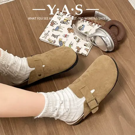 勃肯鞋女2024春季新款外穿厚底增高博肯包头半拖鞋一脚蹬懒人单鞋商品大图