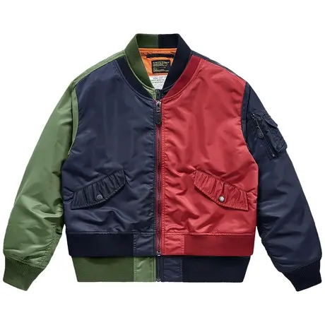 VIP撞色飞行员夹克情侣ins潮短款外套拼接假两件设计感小众棒球服图片