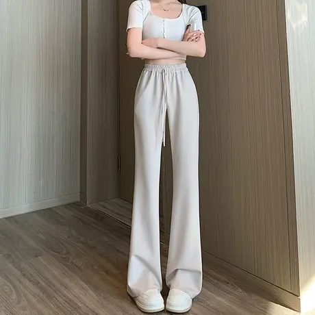 铜氨棉微喇叭裤女春夏薄款高腰显瘦垂感拖地冰丝宽松阔腿微喇裤子商品大图
