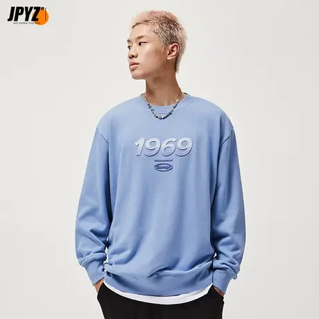 提花绣1969圆领情侣卫衣男秋冬季潮牌无帽上衣国潮宽松休闲大码商品大图