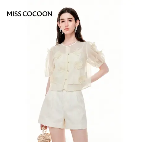 MISSCOCOON【金粉绮生】24春夏新款高级感绣花雪纺衫吊带2件套图片