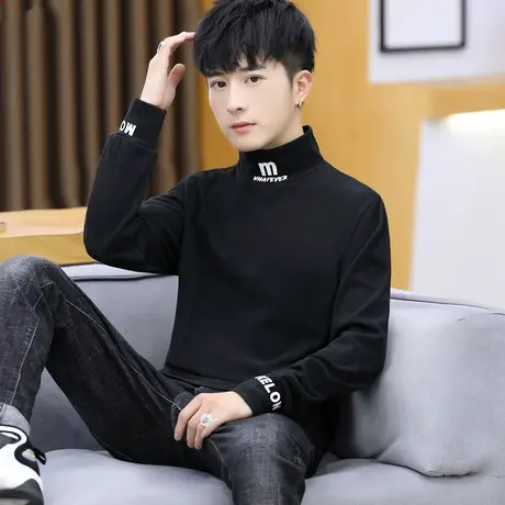 男士秋冬长袖t恤半高领保暖青少年打底衫初中高中学生秋衣内穿潮商品大图