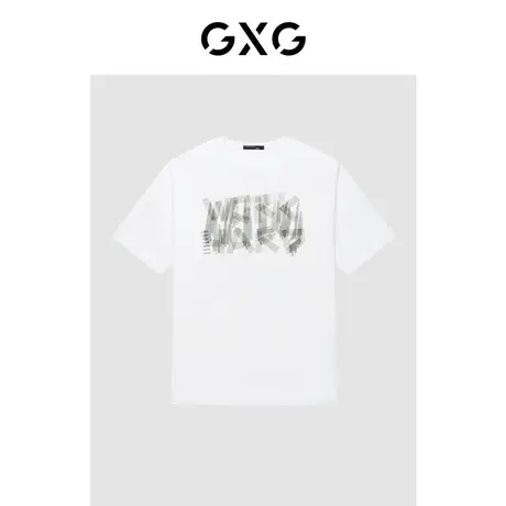 GXG男装 字母印花图案设计多色潮流休闲情侣T恤男短袖清仓款图片