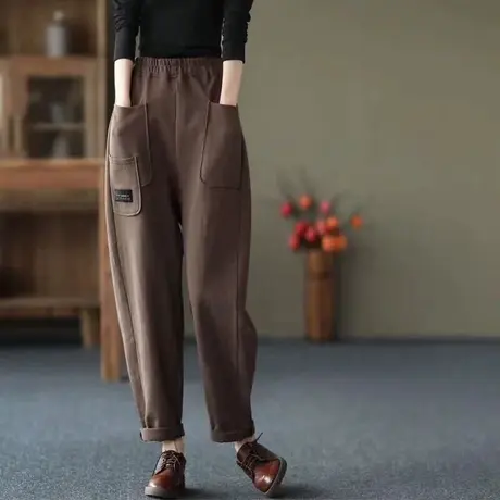 大码阔腿裤女春秋宽松卫裤小个子高腰显瘦直筒休闲运动长裤潮ins图片