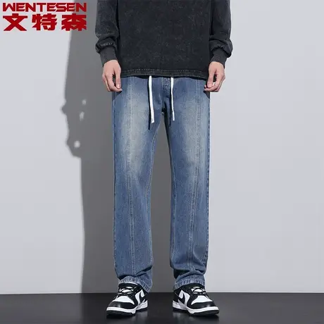 秋季新款潮流宽松直筒牛仔裤男款休闲时尚潮牌男裤韩版男士长裤子商品大图