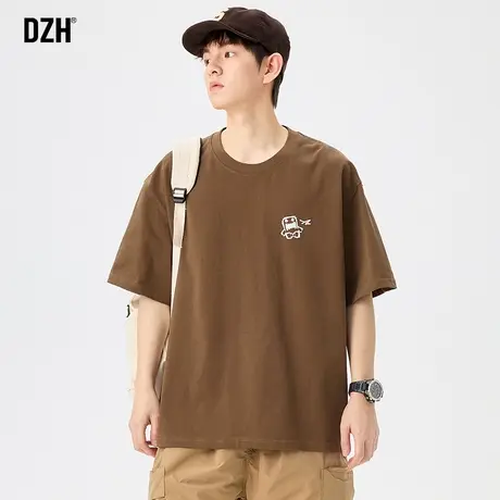 男生日系印花300g重磅t恤男夏季纯棉宽松2023新款短袖男款体恤衫商品大图