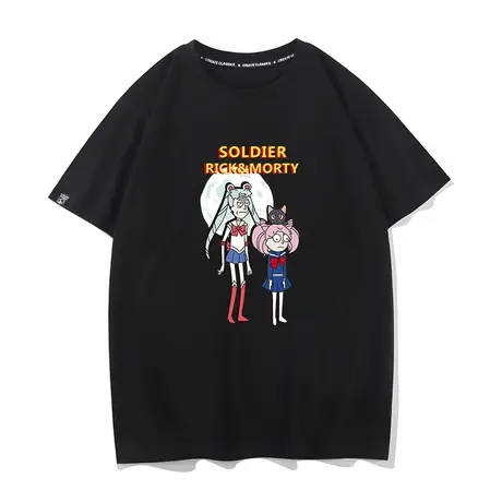 秀洛瑞克和莫蒂联名恶搞美少女战士动漫周边短袖T恤男女半袖衣服商品大图