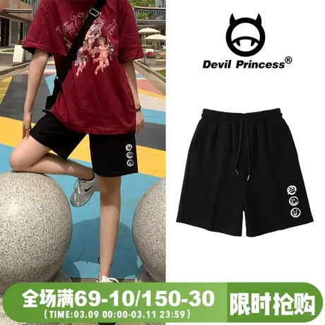 简约黑色裤子休闲短裤女夏阔腿宽松薄款运动中裤日系小个子五分裤图片